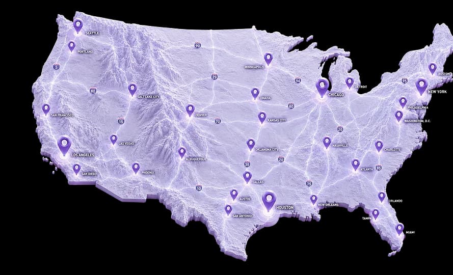 Map of hobby shops and shows across the US